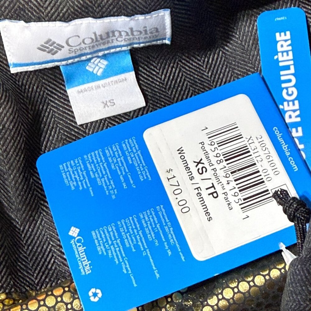 New Columbia Portland Point Parka Women's XS Black Herringbone Hooded Jacket - Picture 9 of 15